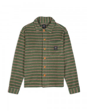 Multicolor Brain Dead Striped Micro Sherpa Overshirt Shirt | AU 9387204-FA