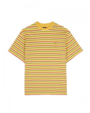 Mustard Brain Dead Nineties Blocked Striped T-Shirt | AU 8437691-FR