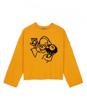 Mustard Brain Dead Tough Luck Oversized Boxy Sweater | AU 4620751-GU