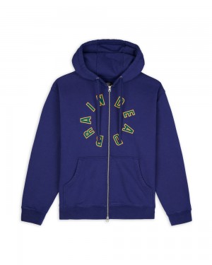 Navy Brain Dead Collegiate Zip Up Hoodie | AU 4135907-OJ