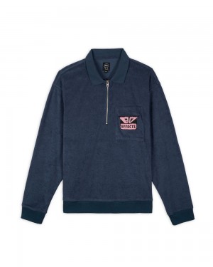 Navy Brain Dead Fx Zip Polo Shirt | AU 4230879-DP