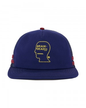 Navy Brain Dead Logohead 5 Panel Trucker Cap | AU 6924530-KN