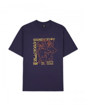 Navy Brain Dead Sound & Fury Lineup T-Shirt | AU 1852730-WQ