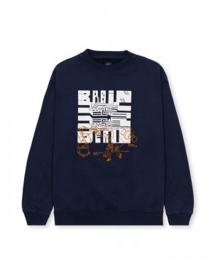 Navy Brain Dead Tutorials Crewneck Sweatshirt | AU 8634125-SB