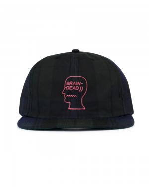 Navy Brain Dead Waxed Logo Head Cap | AU 0923678-OV