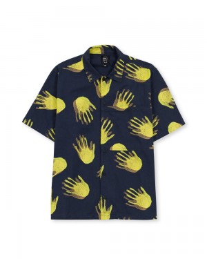 Navy Brain Dead X Gotcha Poplin Short Sleeve Snap Shirt | AU 6175490-HK