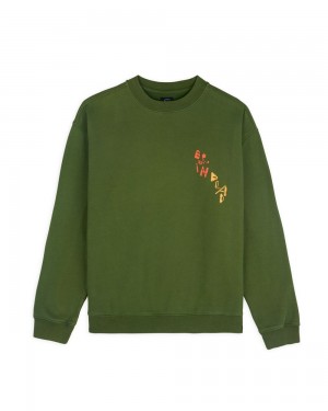 Olive Brain Dead Et Crewneck Sweatshirt | AU 5918643-BQ