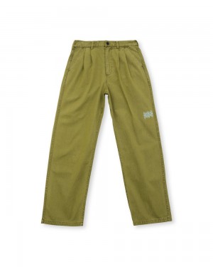 Olive Brain Dead Livewire Pigment Dyed Herringbone Pant | AU 3697021-YC