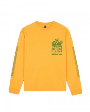 Orange Brain Dead Stereo Report Long Sleeve T-Shirt | AU 6824170-NC