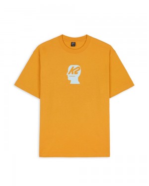 Orange Brain Dead X K2 Logo Lockup T-Shirt | AU 8567431-VG