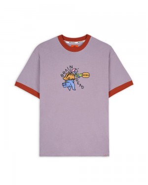 Purple Grey Brain Dead Dickies Hard Hat Embroidered Ringer T-Shirt | AU 5048739-SI