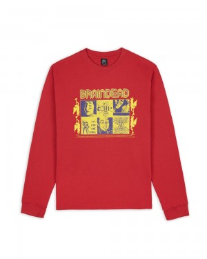 Red Brain Dead Telescopic Long Sleeve T-Shirt | AU 0679385-IR