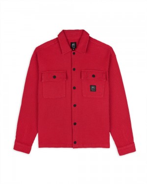 Red Brain Dead Waffle Snap Front Shirt | AU 7385240-GO