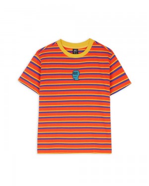 Turquoise Brain Dead Striped Baby Tee T-Shirt | AU 7431298-MU