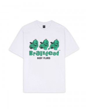 White Brain Dead Body Fluids T-Shirt | AU 2695471-TY