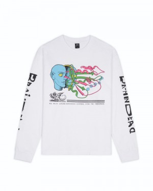 White Brain Dead Conscious Control Long Sleeve T-Shirt | AU 2416805-KZ