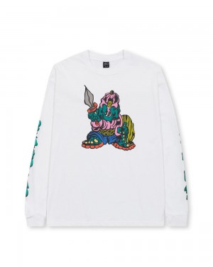 White Brain Dead Little Barbarian Long Sleeve T-Shirt | AU 0648271-RO