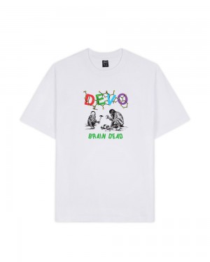 White Brain Dead X Devo Booji Dna T-Shirt | AU 9875361-HG