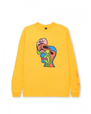 Yellow Brain Dead Brain Eater Long Sleeve T-Shirt | AU 7419602-OB