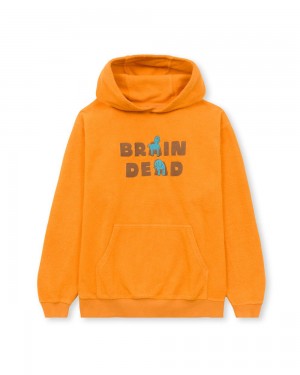 Yellow Brain Dead Odd Friends Reverse Fleece Hoodie | AU 6823547-DY