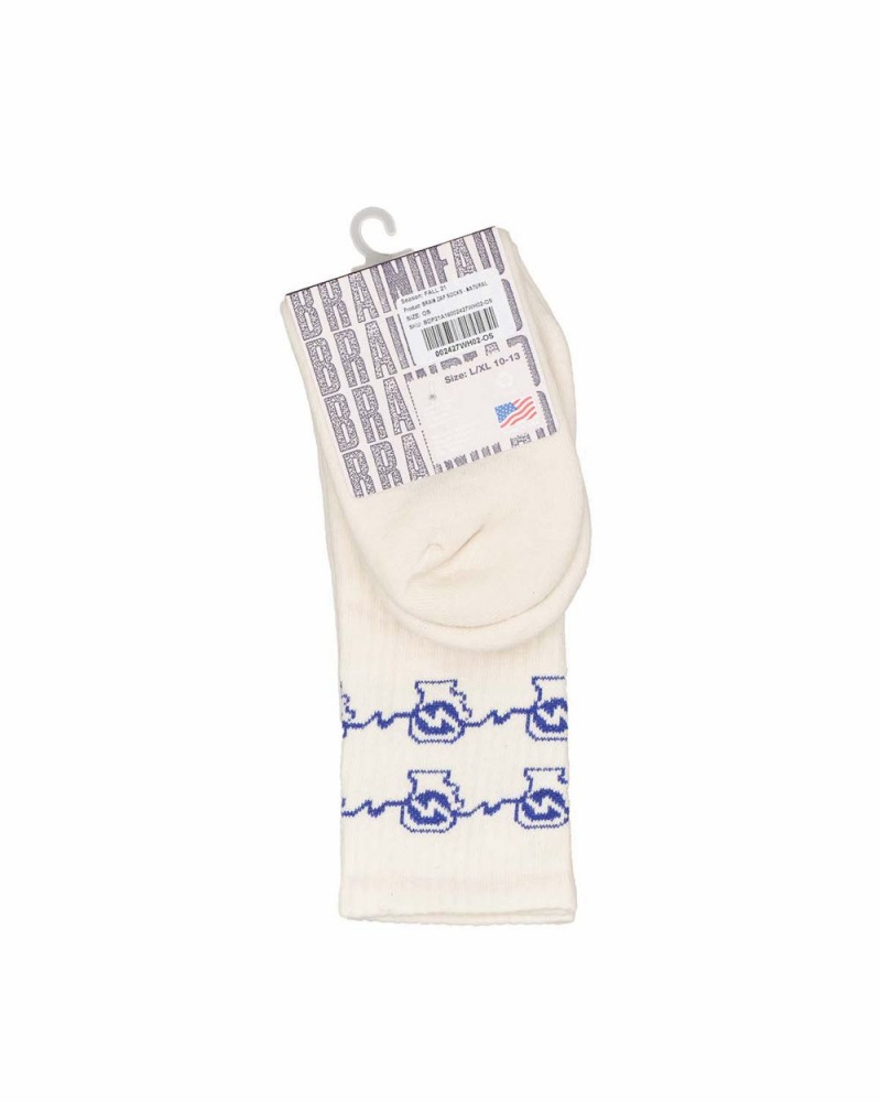 Beige Blue Brain Dead Brain Zap Socks | AU 6584921-XZ