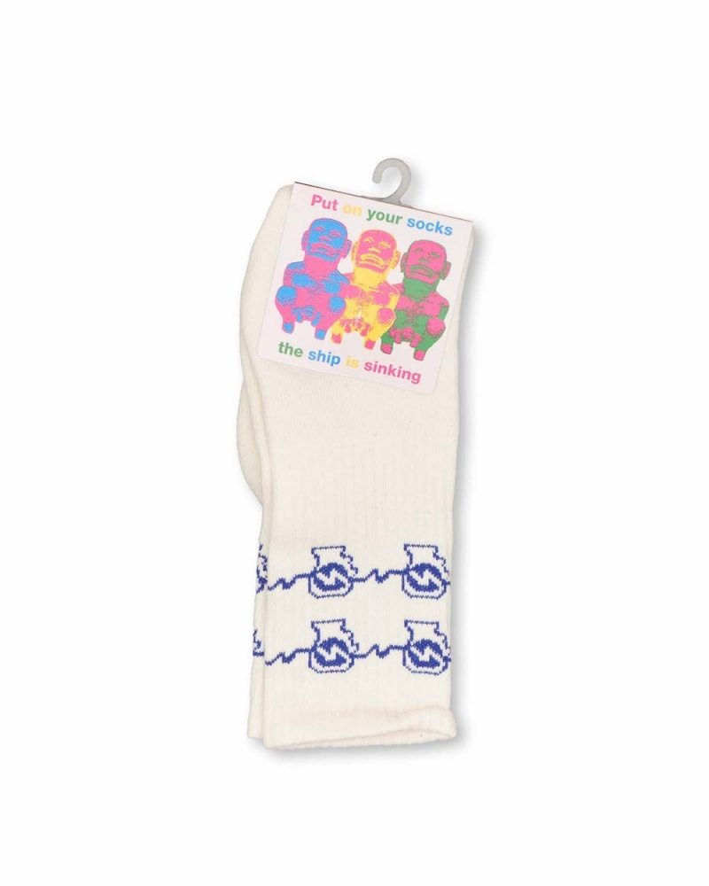 Beige Blue Brain Dead Brain Zap Socks | AU 6584921-XZ