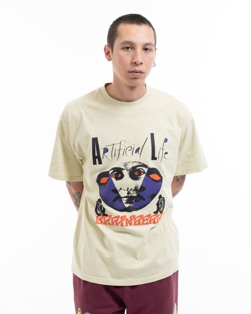 Beige Brain Dead Artificial Life T-Shirt | AU 5482967-OD