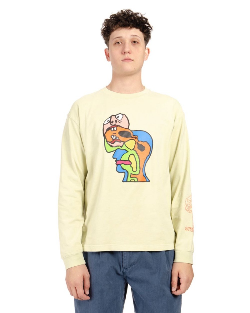 Beige Brain Dead Brain Eater Long Sleeve T-Shirt | AU 8672943-XY