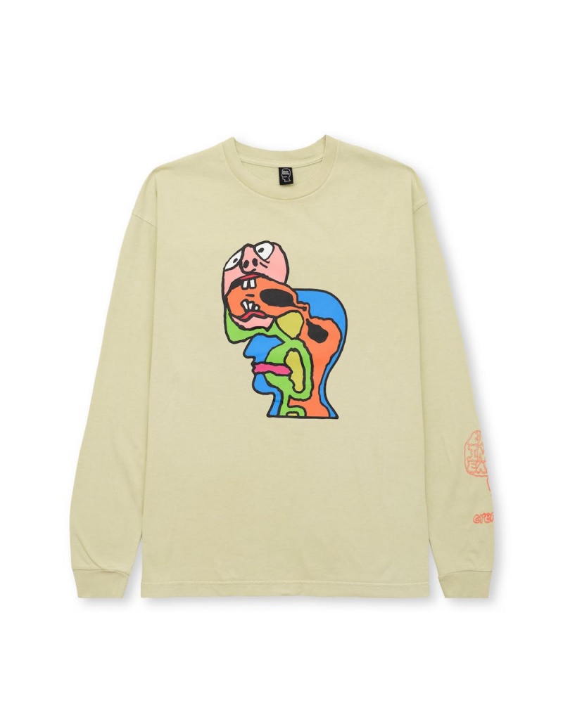 Beige Brain Dead Brain Eater Long Sleeve T-Shirt | AU 8672943-XY