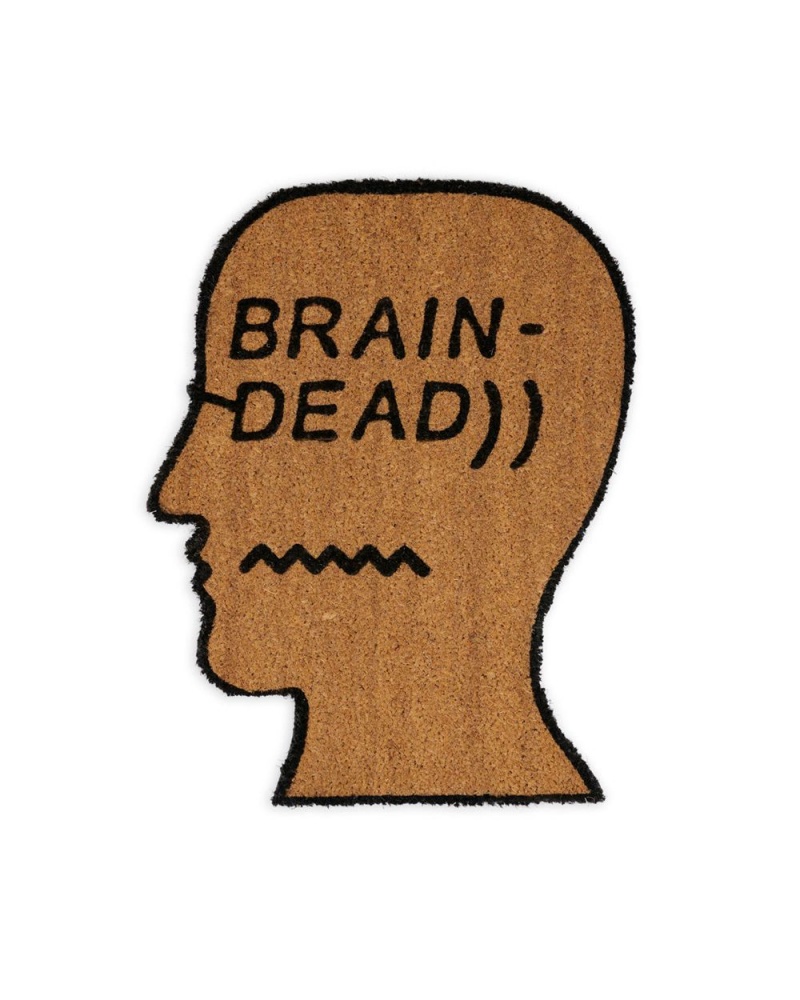 Beige Brain Dead Coconut Fiber Logohead Door Mat Rug | AU 2493570-LI