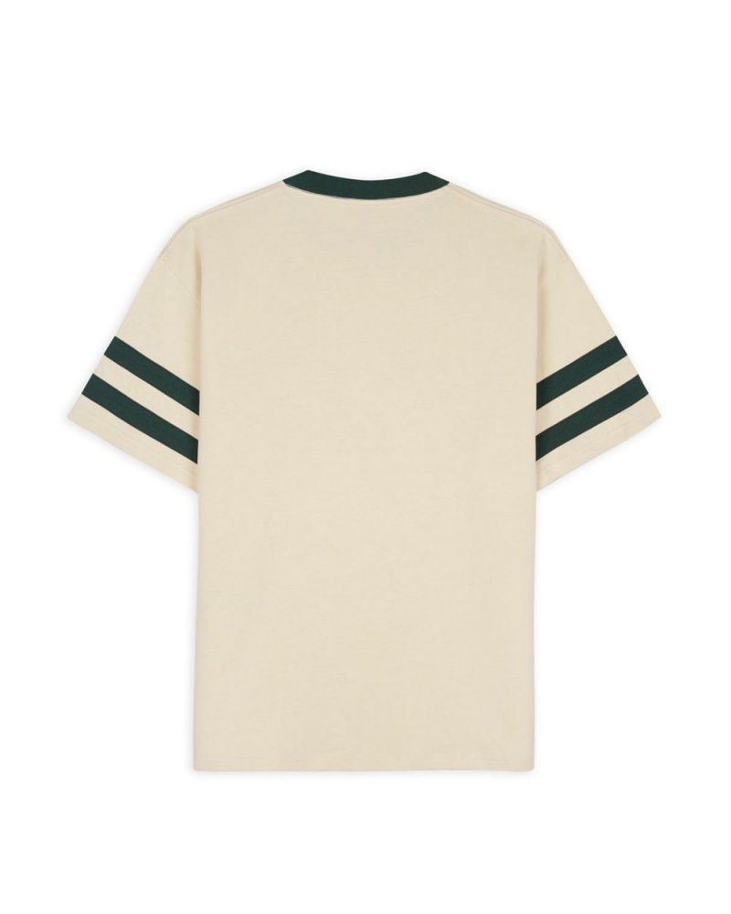 Beige Brain Dead Embossed Worldwide Short Sleeve Football T-Shirt | AU 7301498-LS