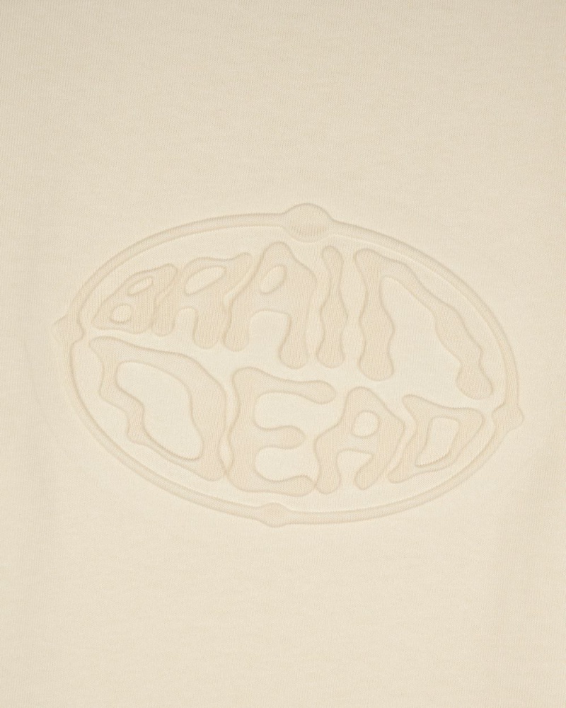 Beige Brain Dead Embossed Worldwide Short Sleeve Football T-Shirt | AU 7301498-LS