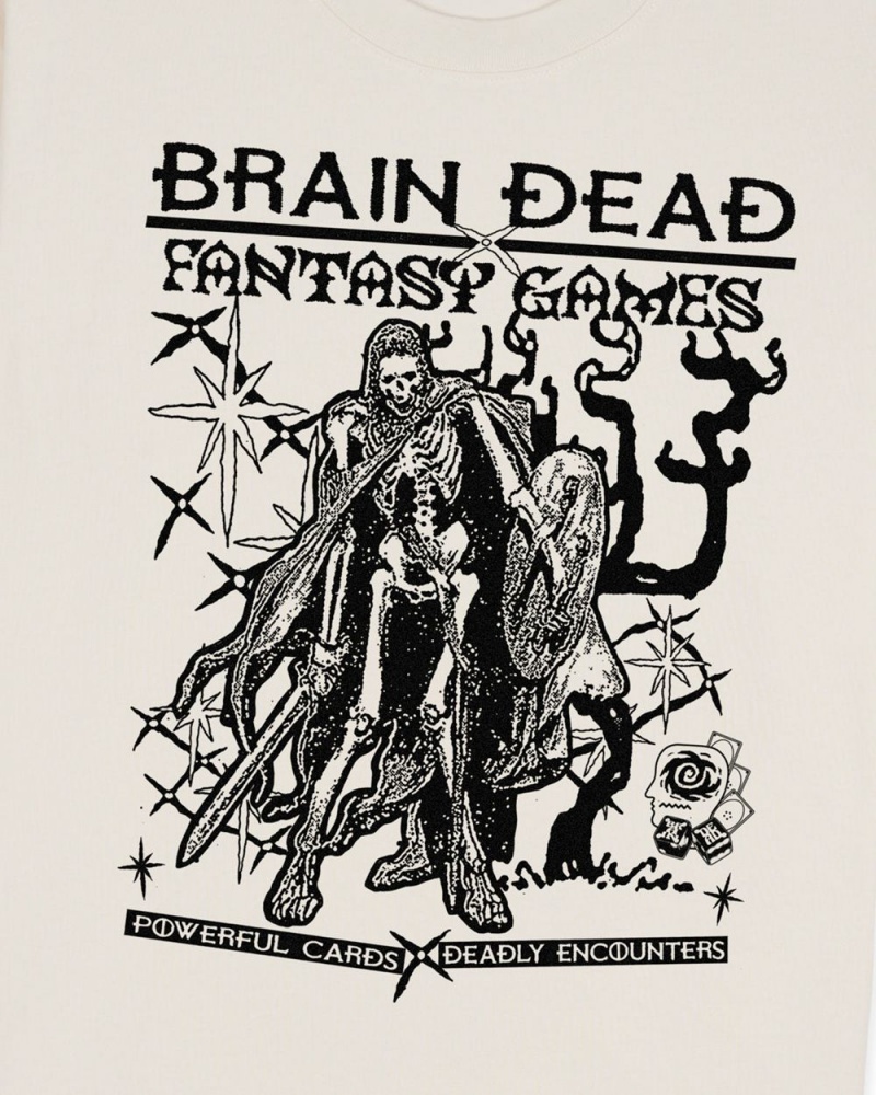 Beige Brain Dead Fantasy Games T-Shirt | AU 6873052-PG