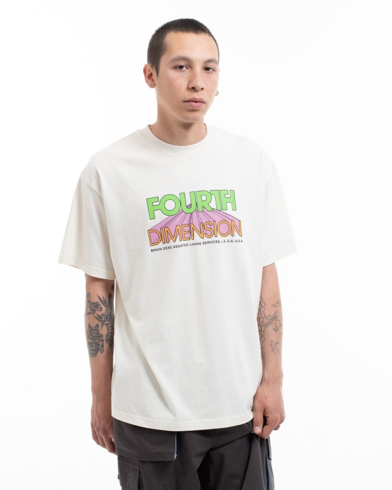 Beige Brain Dead Fourth Dimension T-Shirt | AU 7246598-TW