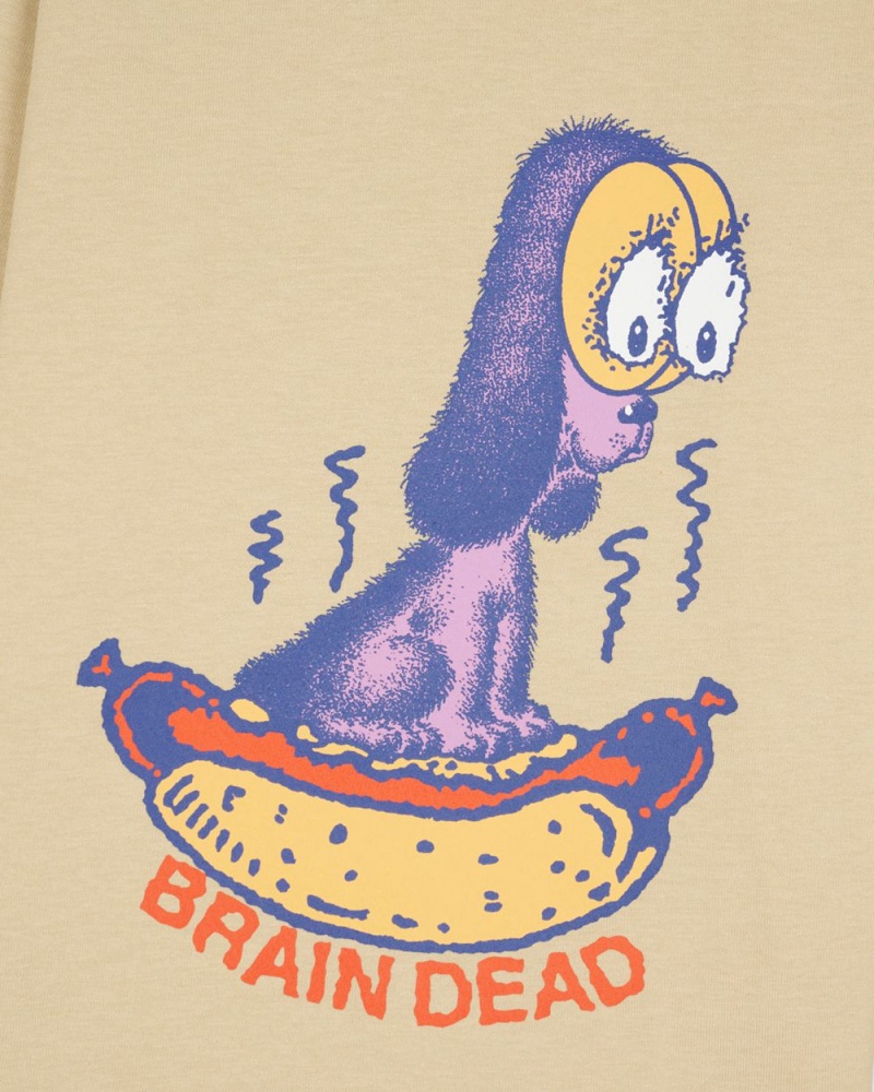 Beige Brain Dead Hot Dog Kids Long Sleeve T-Shirt | AU 7803612-UC