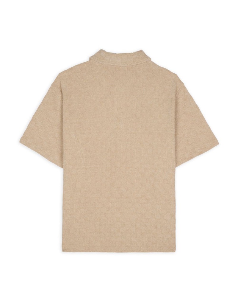 Beige Brain Dead Knit Check Half Zip Shirt | AU 9430826-LD