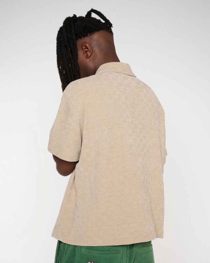 Beige Brain Dead Knit Check Half Zip Shirt | AU 9430826-LD