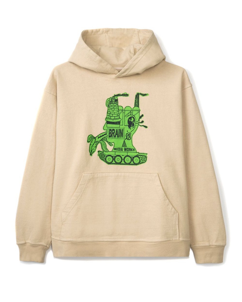 Beige Brain Dead Media Works Hoodie | AU 9135640-QJ