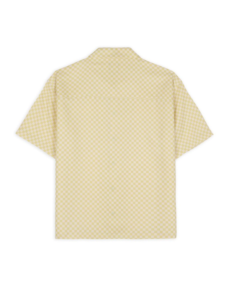 Beige Brain Dead Micro Check Short Sleeve Snap Shirt | AU 2139785-GW