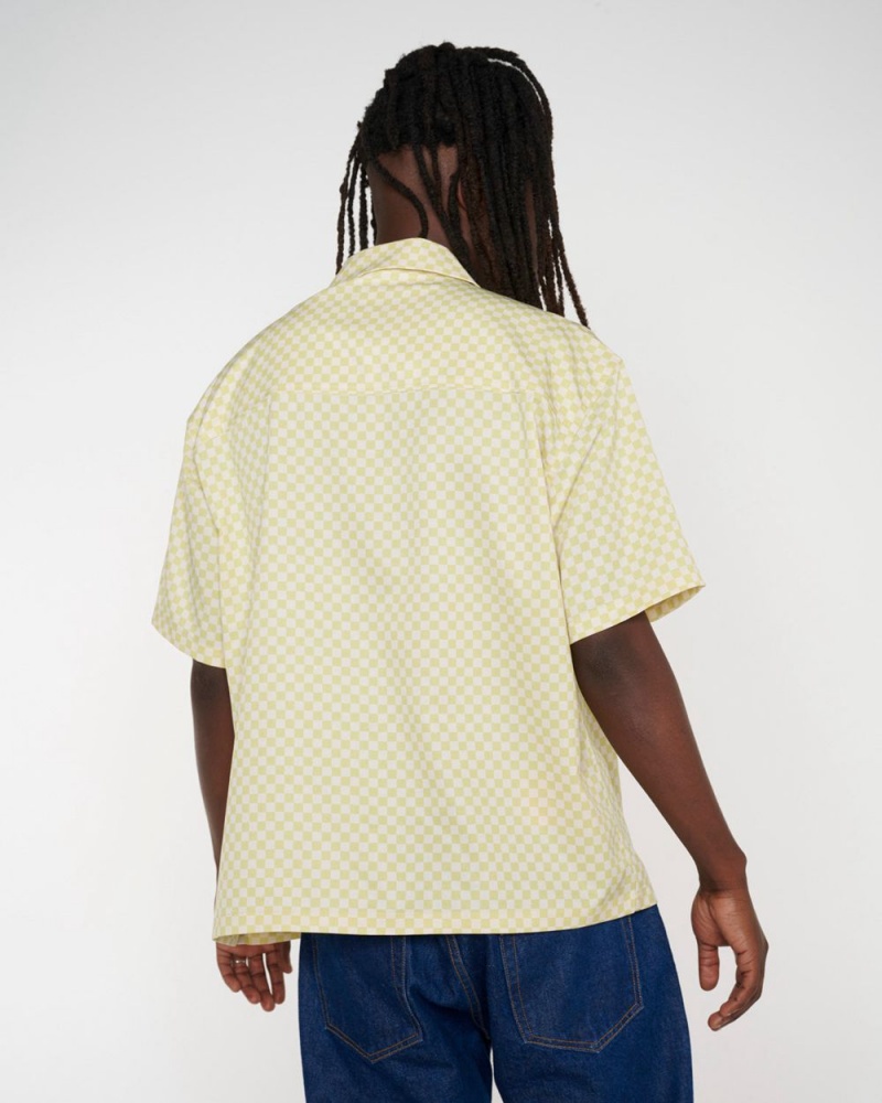 Beige Brain Dead Micro Check Short Sleeve Snap Shirt | AU 2139785-GW