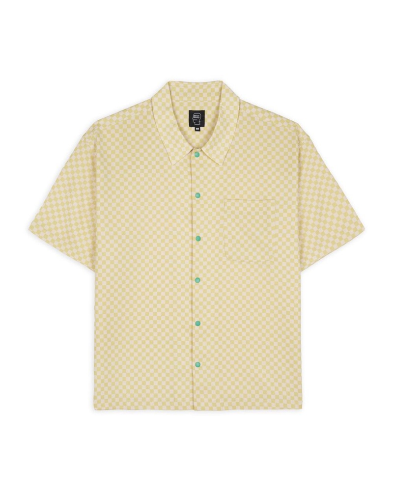 Beige Brain Dead Micro Check Short Sleeve Snap Shirt | AU 2139785-GW