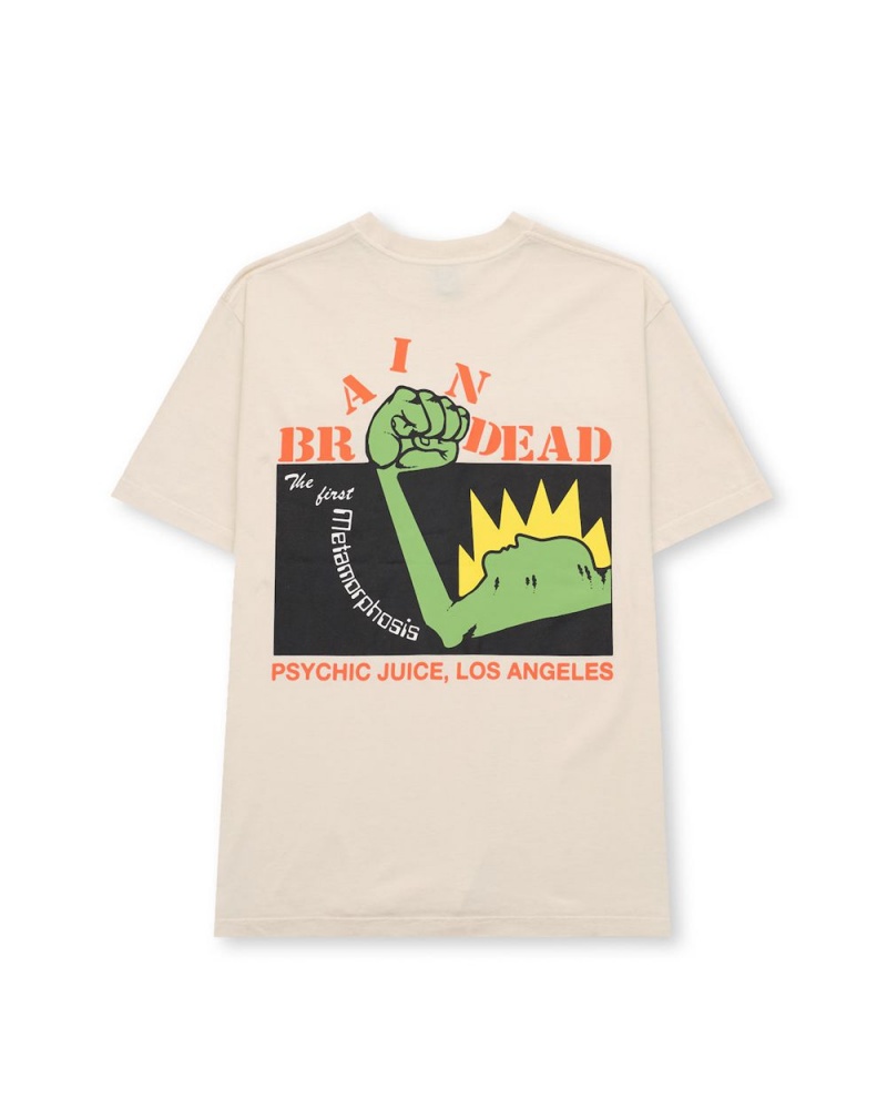 Beige Brain Dead Psychic Juice T-Shirt | AU 1297650-SY