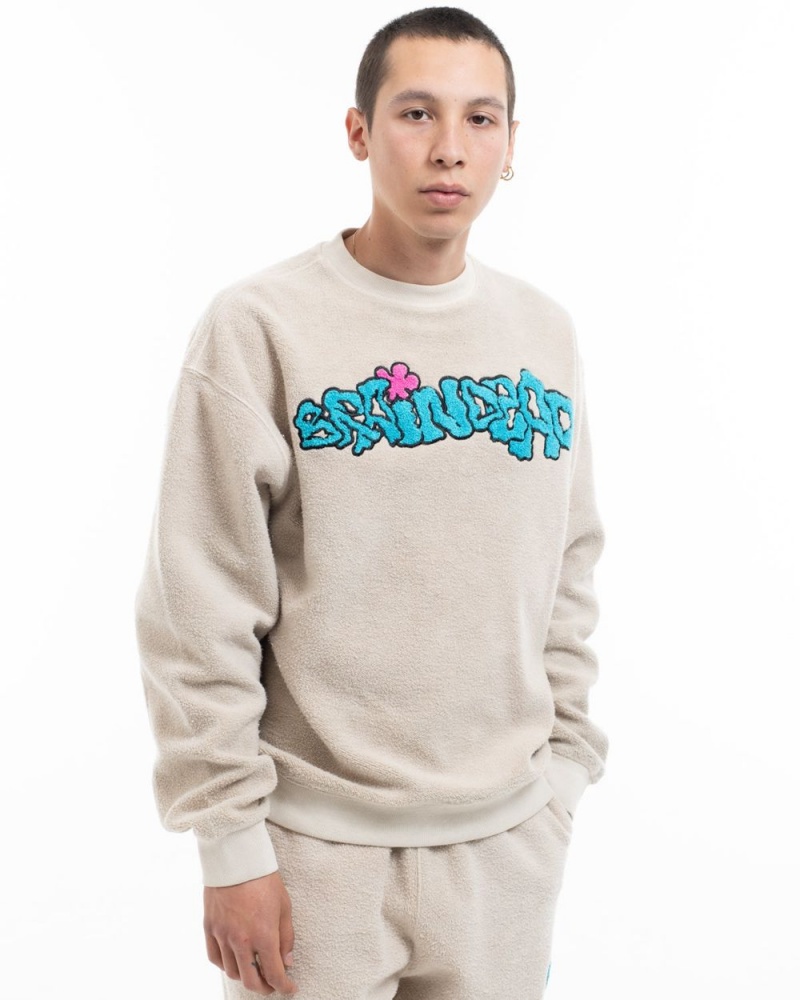 Beige Brain Dead Slime Reverse Fleece Crewneck Sweatshirt | AU 3815042-GC