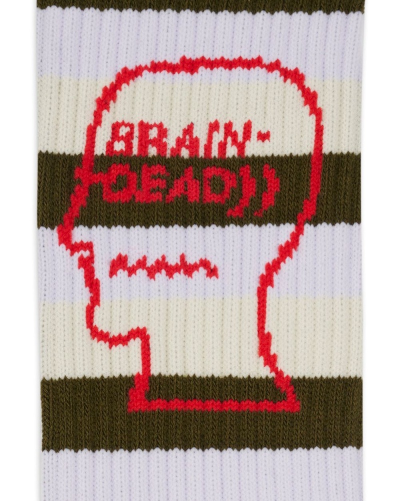 Beige Brain Dead Striped Logo Head Socks | AU 6270453-SX