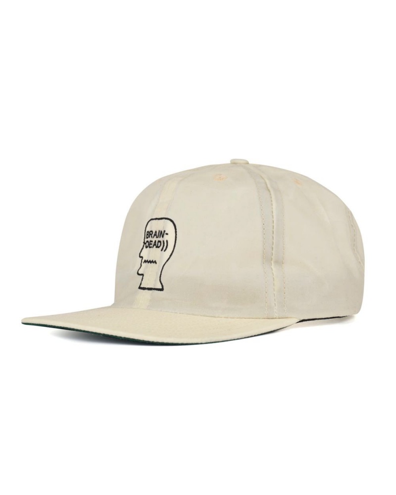 Beige Brain Dead Waxed Logo Head Cap | AU 7856419-YR