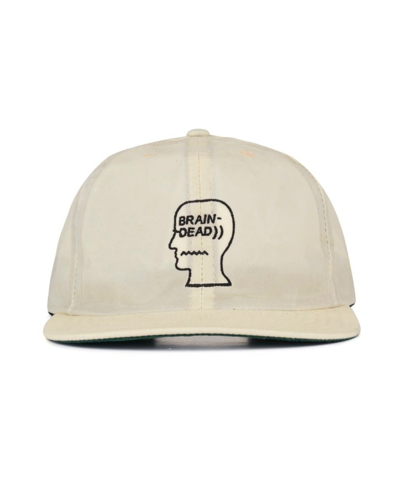 Beige Brain Dead Waxed Logo Head Cap | AU 7856419-YR