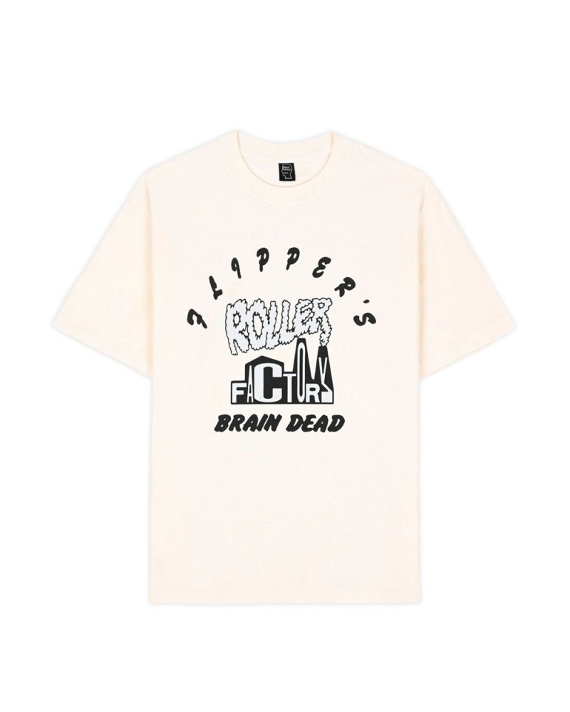 Beige Brain Dead X Flippers Roller Factory T-Shirt | AU 0157394-GY