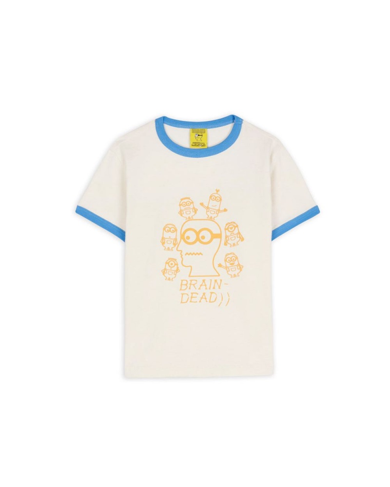 Beige Brain Dead X Minions Kids Short Sleeve Ringer T-Shirt | AU 6031749-GL