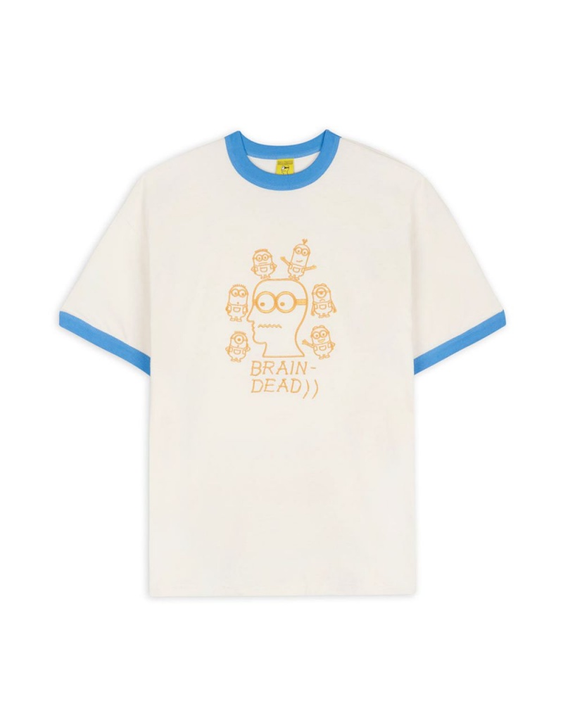 Beige Brain Dead X Minions Short Sleeve Ringer T-Shirt | AU 9056317-LP