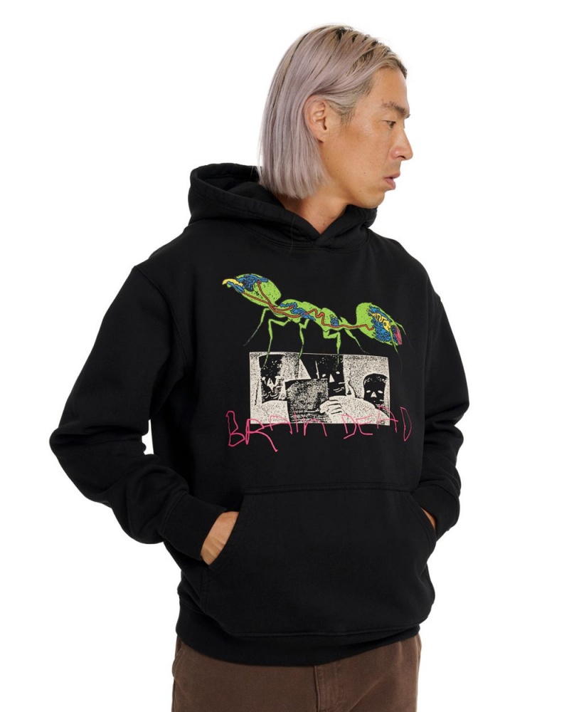 Black Brain Dead Ant War Sweatshirt Hoodie | AU 7426189-UF